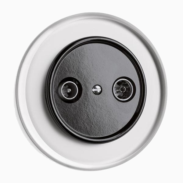 Product Image for Antennuttag svart bakelit med glasring