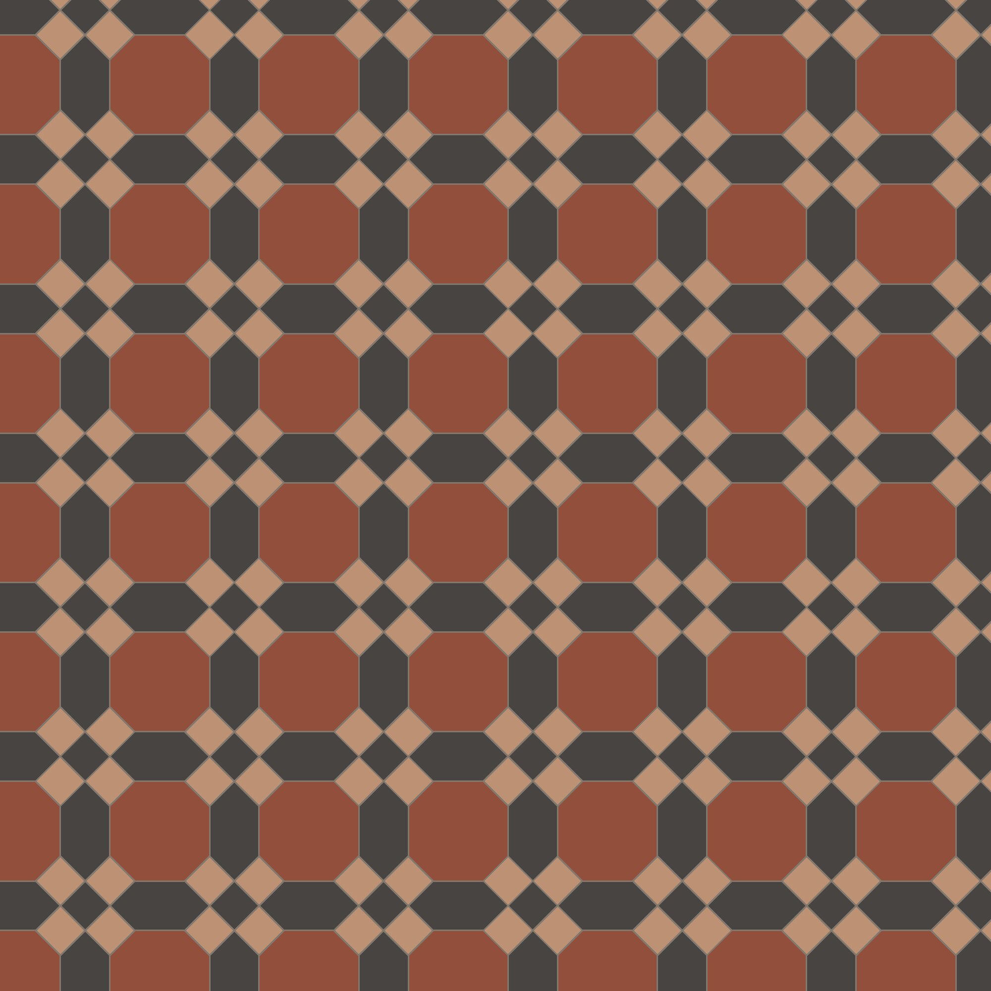 Product Image for Klinker Victorian Floor Tiles mönster Warwick Red / Black / Buff