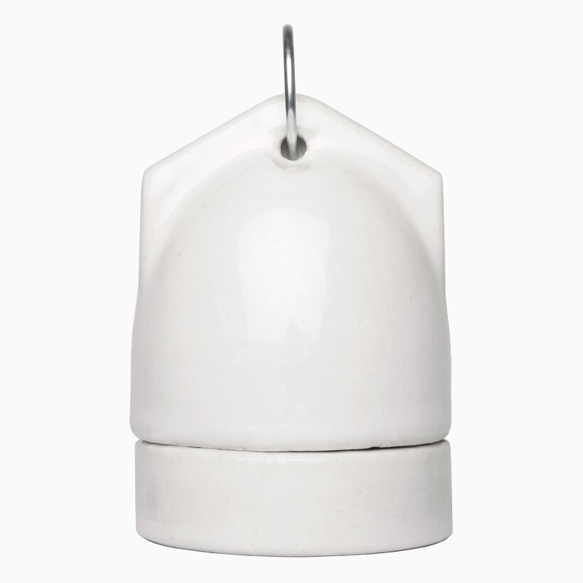 Product Image for Lamphållare E27 vit porslin med ögla