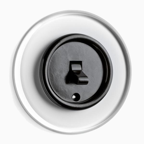 Product Image for Strömbrytare Kors Vipp svart bakelit med glasring