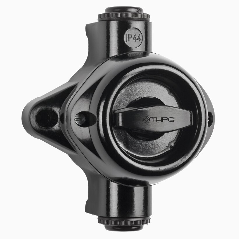 Product Image for Strömbrytare Trapp Vred svart bakelit utanpåliggande IP44 genomgående