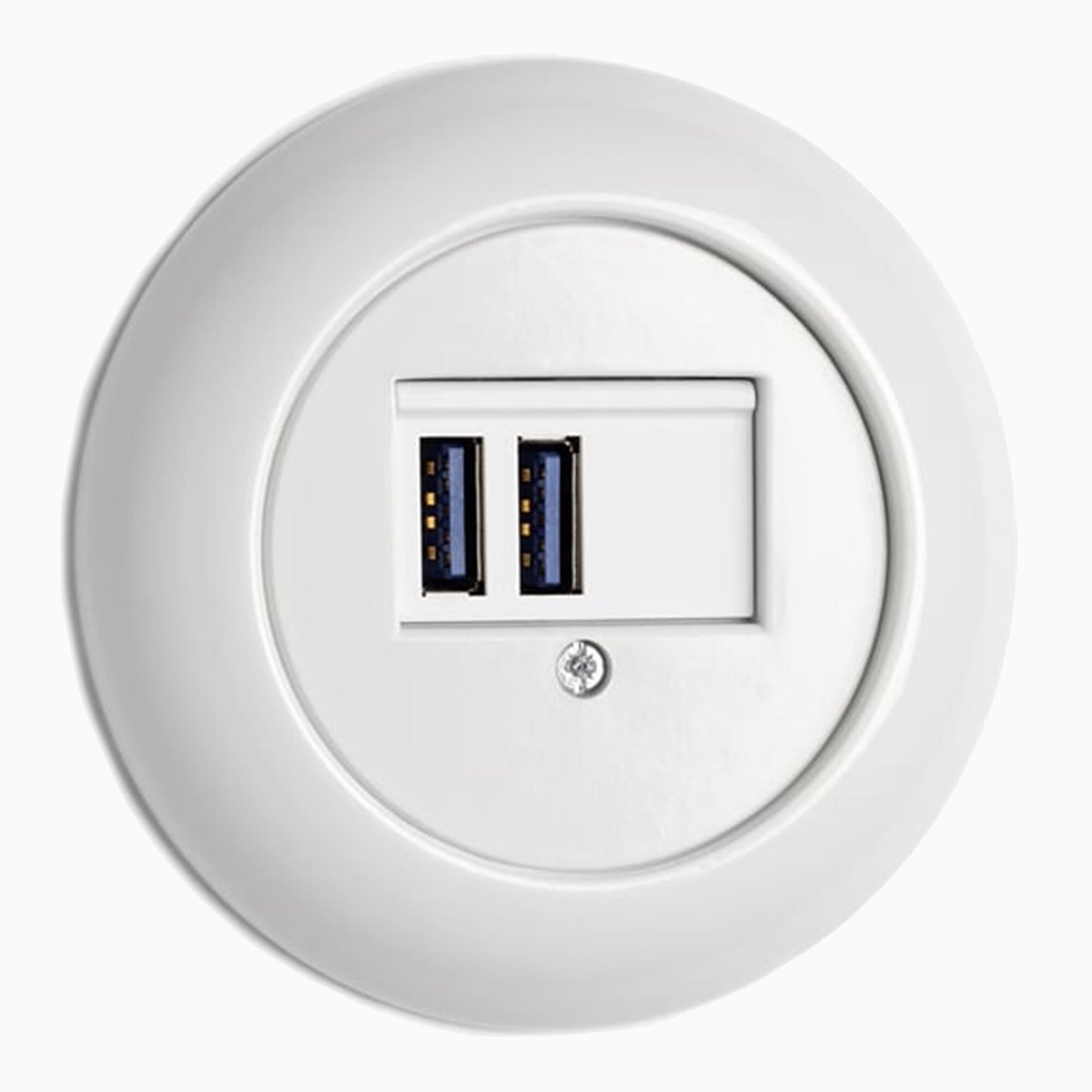Product Image for USB-uttag vit porslin med ring