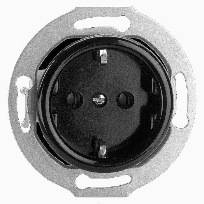 Product Image for Vägguttag jordat svart bakelit insats