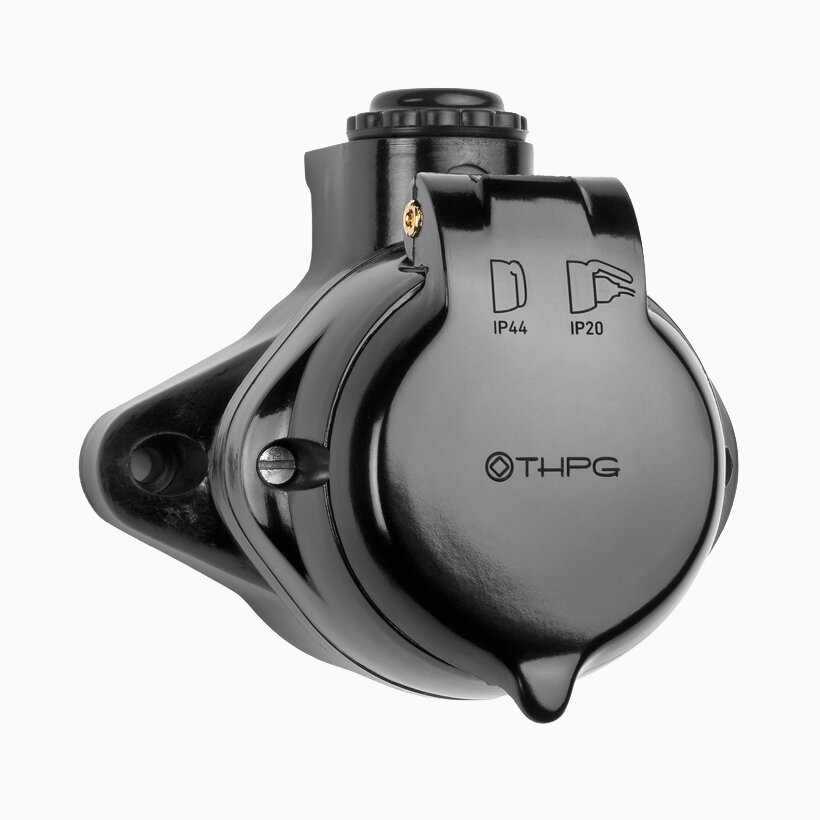 Product Image for Vägguttag kapslat svart bakelit utanpåliggande IP44