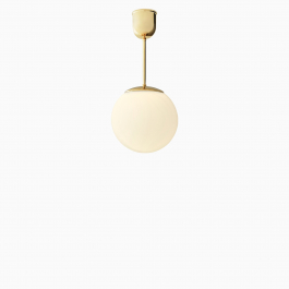 Taklampa gräddvitt klot mässing 380 mm