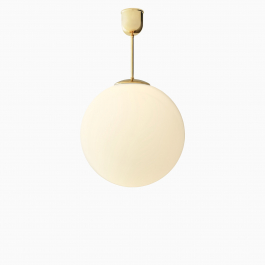 Taklampa gräddvitt klot mässing 520 mm