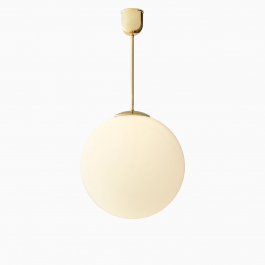 Taklampa gräddvitt klot mässing 620 mm