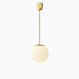 Taklampa gräddvitt klot mässing 680 mm