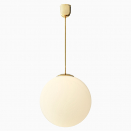 Taklampa gräddvitt klot mässing 820 mm