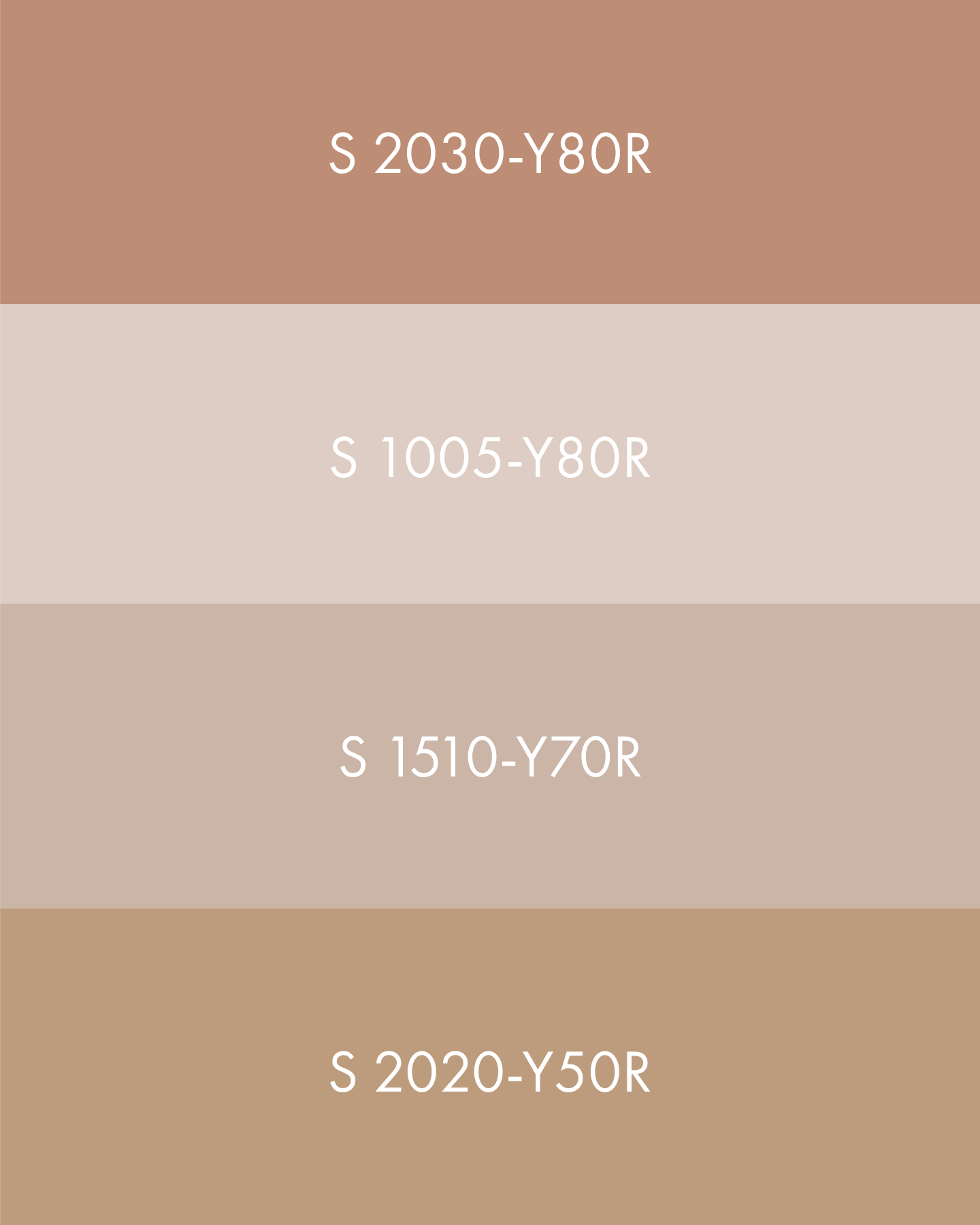 Nyanserna i gruppen Rosa: S 2030-Y80R, S 1005-Y80R, S 1510-Y70R och S 2020-Y50R